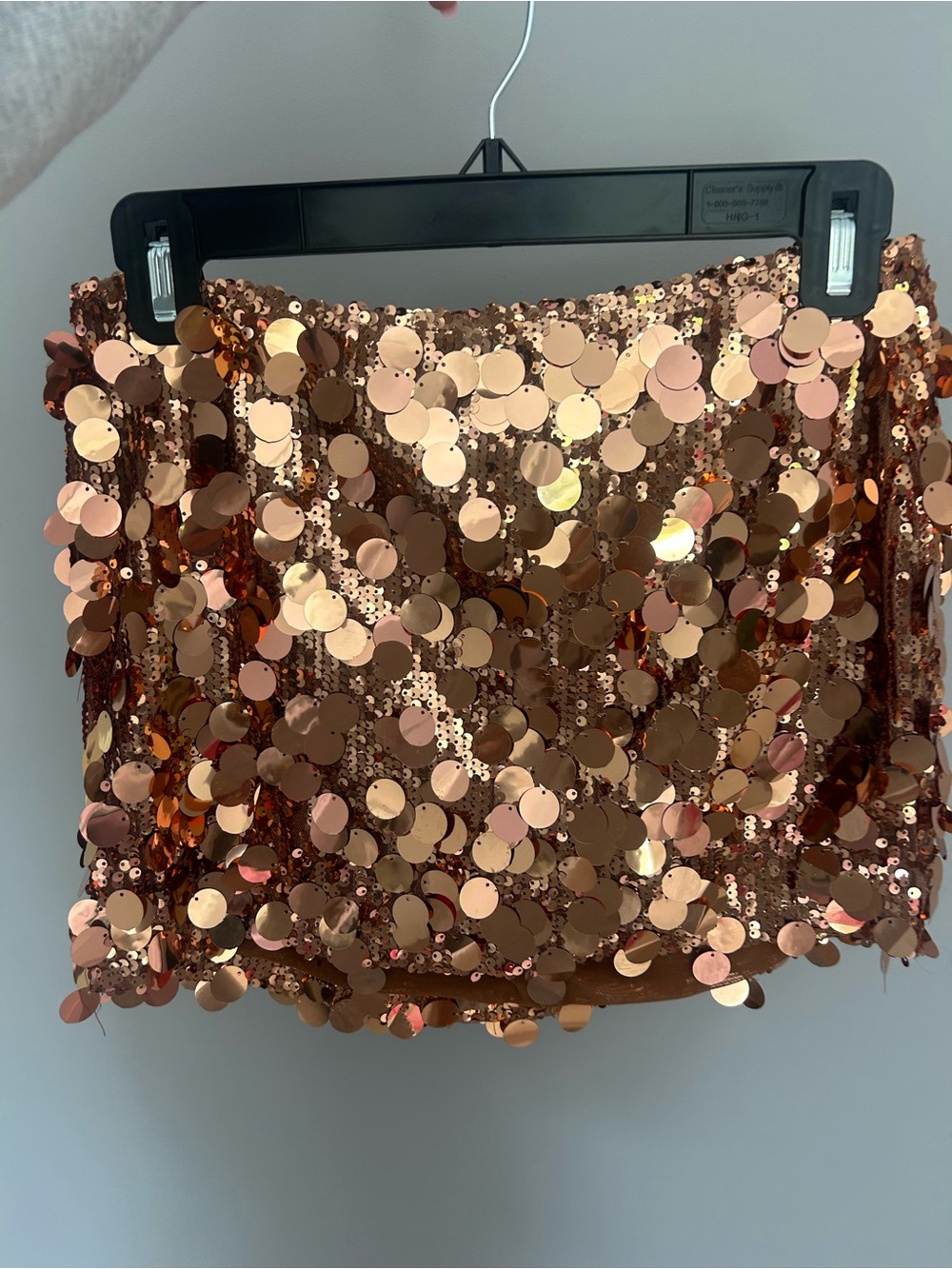White Fox Boutique Rose Gold Sequin Mini Skirt